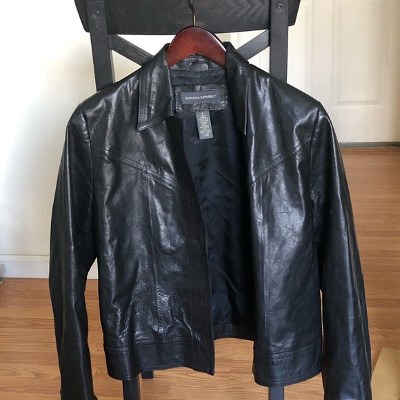 Banana republic black leather jacket - Picture 3 of 3